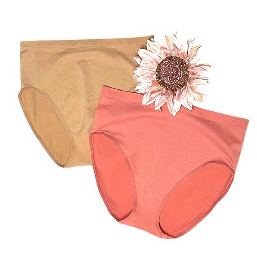 Rhonda Shear Mid Rise Seamless Ahh Panty Set of 2 LARGE